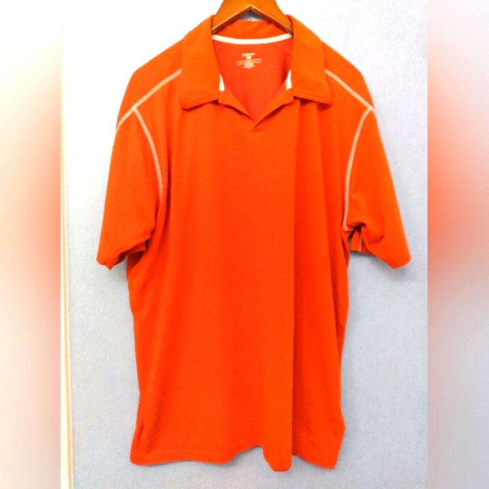 Athletic Performance Polo Shirt Orange Moisture Wicking Sport Golf Tennis Casual